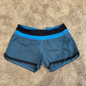 Lululemon athletic shorts. Blue/navy tiny checkered pattern. Size 8